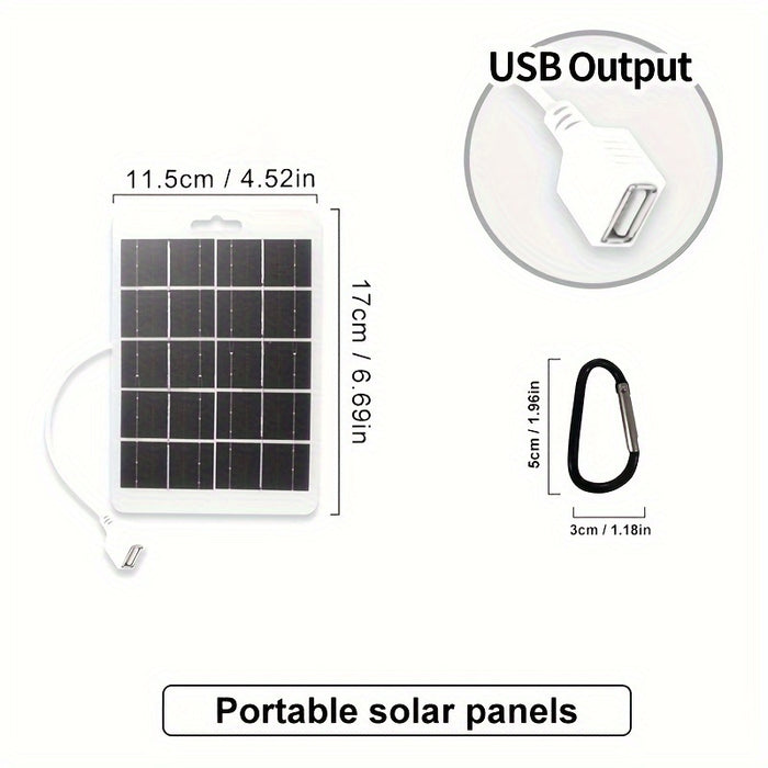1pc Solar Portable Charging Panel Outdoor Solar USBCharger ls Suitable for Outdoor Travel And Camping, Mobile Power.Mobile Phone Charging Bank, Flashlight, Fan, Solar Panel Charger USB/DC, Charging a 5V battery