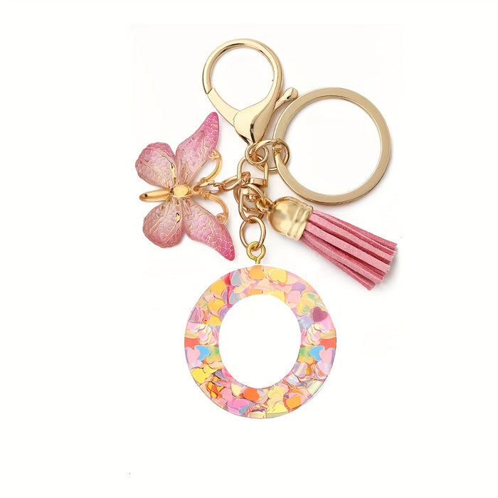 1pc Initial Letter Keychain Pendant Resin Letter Keychain Purse Backpack Accessories