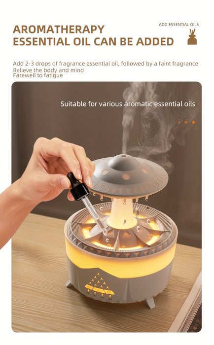 1pc UFO-Shaped Ultrasonic Aromatherapy Humidifier, Essential Oil Diffuser with LED Lights, Polypropylene & ABS, 110V-240V US Plug, for Home & Office Relaxation, Watch Decompression