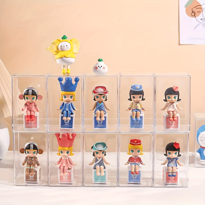 9-Pack Clear Acrylic Display Cases for Collectibles, Stackable Dustproof Cube Organizer Boxes, Contemporary Plastic Showcases for Figurines - Versatile Use, No Power Required