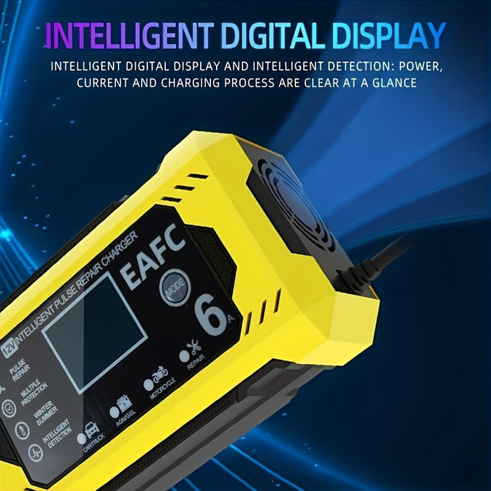 Car Battery Charger, 12V 6A Smart Battery Trickle Charger Auto 12V 24V Battery Maintainer for Car Truck Motorcycle Lawn Mower Marine Lead Acid Battery