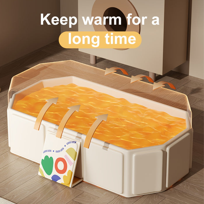 1pc Kids Portable Collapsible Bathtub, PVC Material, Non-Slip Base, Odor-Free, Ideal for Travel & Small Spaces, with Green & White, for 0-8 Years, Bathroom Gift