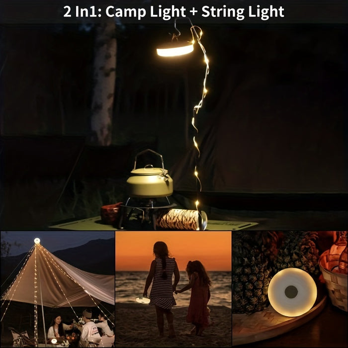Camping String Light, 2-In-1 USB Rechargeable String Light, Portable Camping Light, Sturdy Tent String Light, Suitable For Outdoor Hiking Camping And Garden Decoration