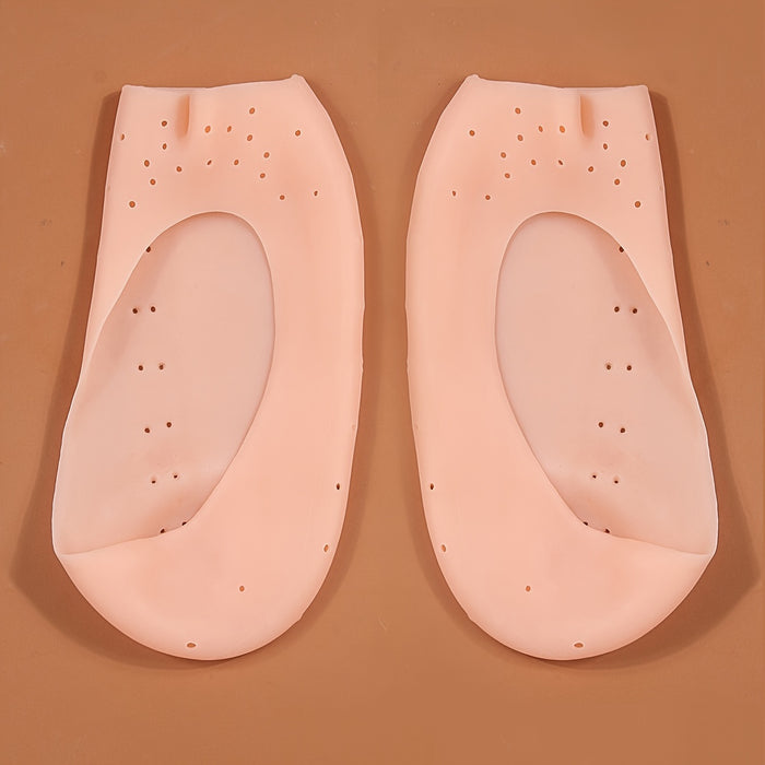 For Dry Cracked Feet, Silicone Gel Moisturizing Socks - Anti-Crack Foot Care with Soft Stretch Fabric, Open Toe Heel Protectors, All-Season Comfort