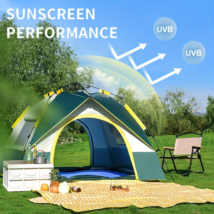 Easy Setup 2-3 Person Camping Tent - Windproof, UV Protection, Portable & Waterproof for Family Outings, Hunting & Hiking - Green