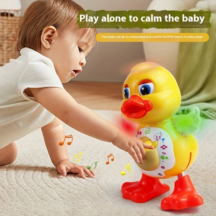 Interactive Dancing Duck Toy with Flashing Lights and Music, Cartoon Animal with Rotating Wings and Moving Eyes, Battery Operated, Ideal Christmas Gift for Youngsters 3-6 Years - Multicolor (Batteries Not Included), Cartoon T
