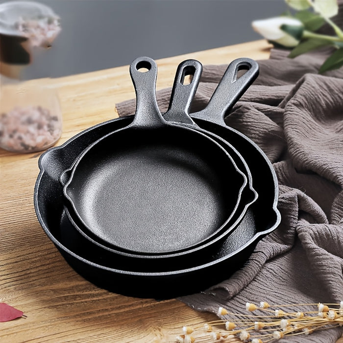 3PCS\4PCS\5pcs Cast Iron Skillet Set, Cast Iron Pan Without Coating Set, 6 Inch/8 Inch/10 Inch Cast Iron Frying Pan, Household Pan, Kitchen Accessories, Home Cook