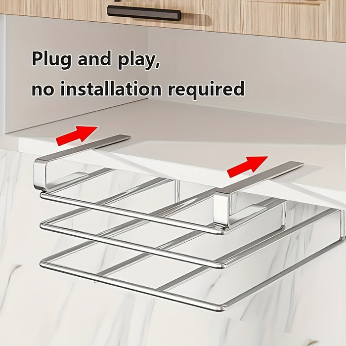 1pc Versatile 3-Tier Kitchen Rack - Space-Saving Wall-Mounted Metal Shelf for Paper Towels, Pot Lids & Cutting Boards with Wooden Accents - Sleek Modern Design for Efficient Storage, Kitchen Organizers And Storage, Utility Ra
