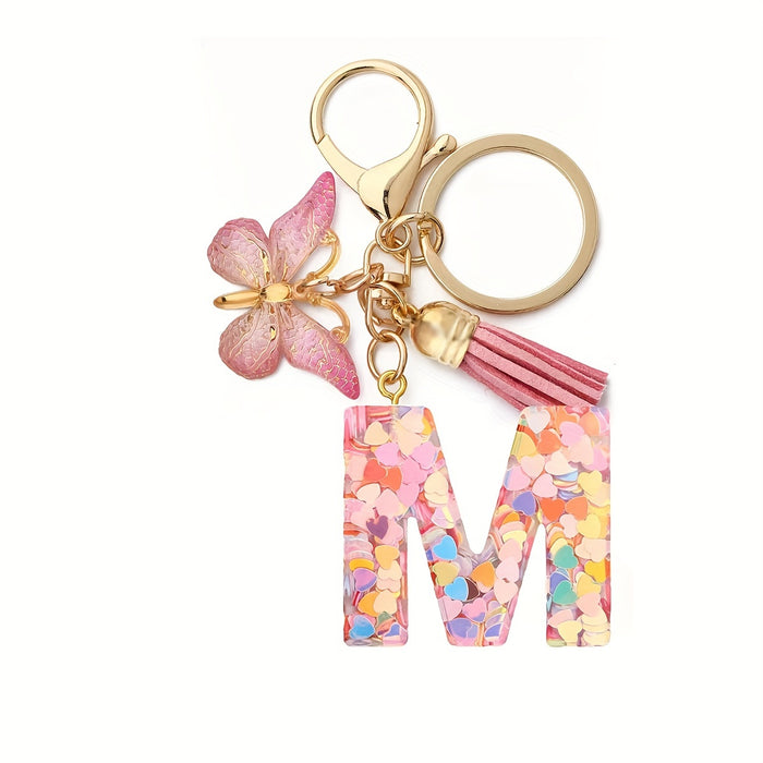 1pc Initial Letter Keychain Pendant Resin Letter Keychain Purse Backpack Accessories
