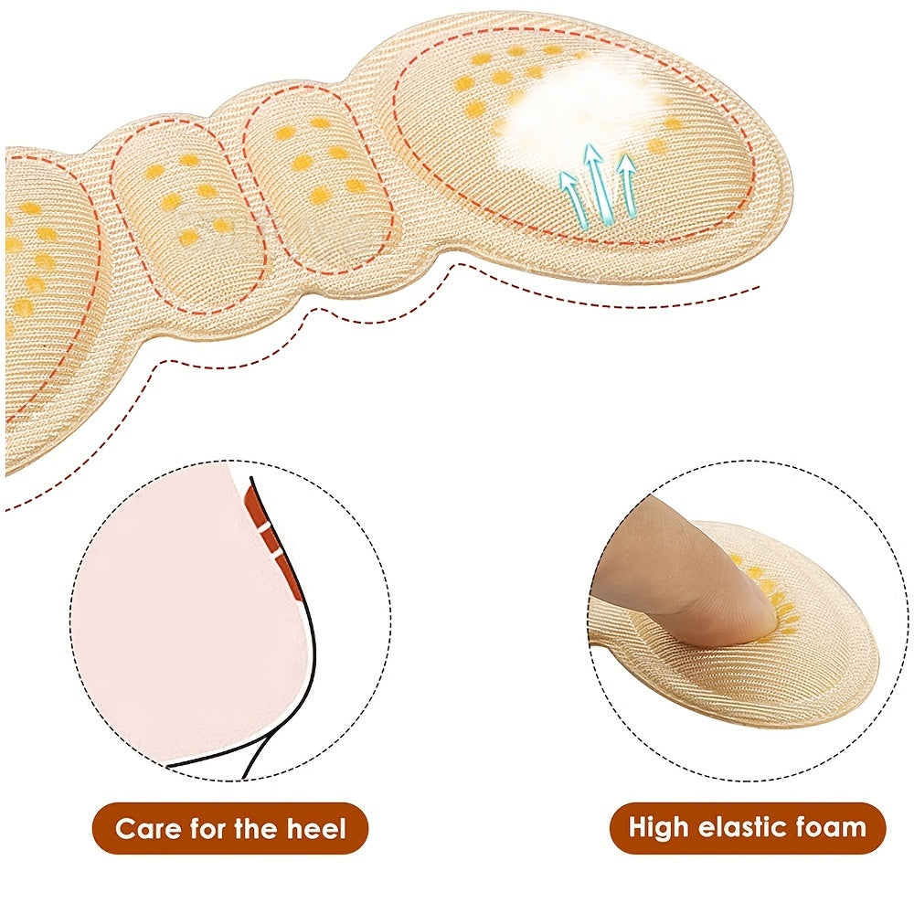 1 Pair/5 Pairs 4D Heel Stickers - Soft Polyester Pads for High Heels, Anti-Slip and Prevents Heel Wear, Invisible Design