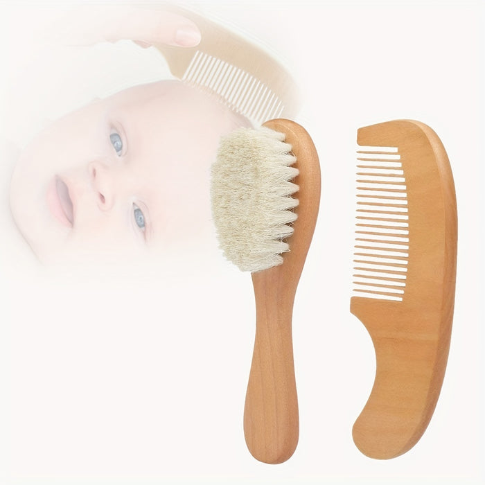 2pcs/Kit Soft Youngsters Hair Brush Comb Set for Youngsters Wooden Handle Head Comfort Massager
