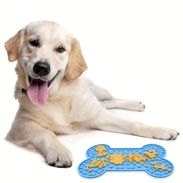 1pc Anxiety Relief Lick Pad For Dogs - Slow Feeder With Suction Cups For Peanut Butter And Treats - Bone-Shaped Pet Lick Pad