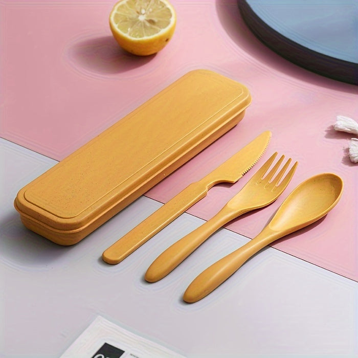 3 In 1 Camping Utensil Set - Reusable Utensils Set With Case, Travel Utensils, Portable Utensils Set - Plastic Case - For Outdoor Enthusiasts & Travelers - Perfect for Camping, Picnics & Everyday Use