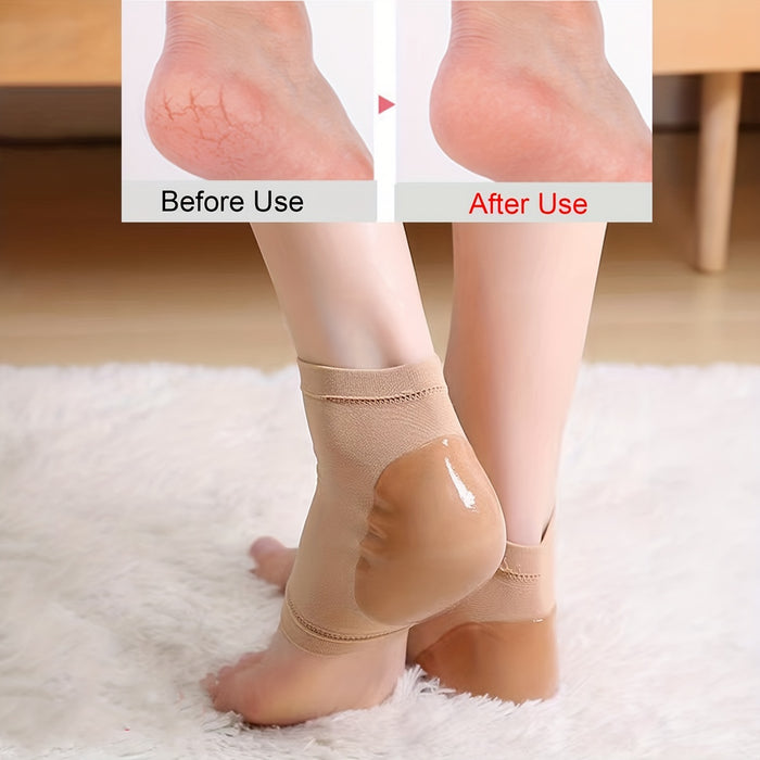 Silicone Moisturizing Heel Sleeves - 1 Pair For Women And Men, Exfoliates, Softens, And Supports Heels, Preventing Cracking
