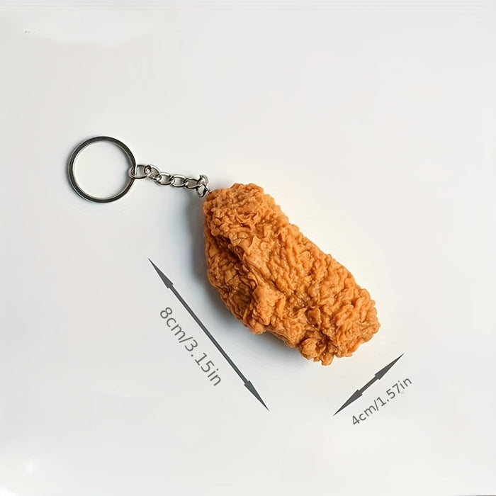 Simulation Fried Chicken Keychain Cute Funny PVC Key Chain Ring Purse Bag Backpack Charm Earbud Case Cover Accessories Photo Booth Props Gift