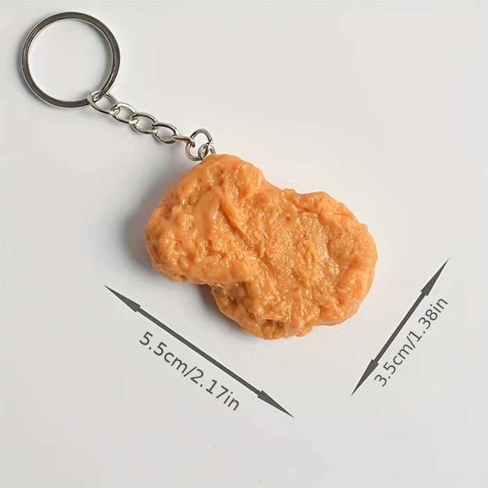 Simulation Fried Chicken Keychain Cute Funny PVC Key Chain Ring Purse Bag Backpack Charm Earbud Case Cover Accessories Photo Booth Props Gift