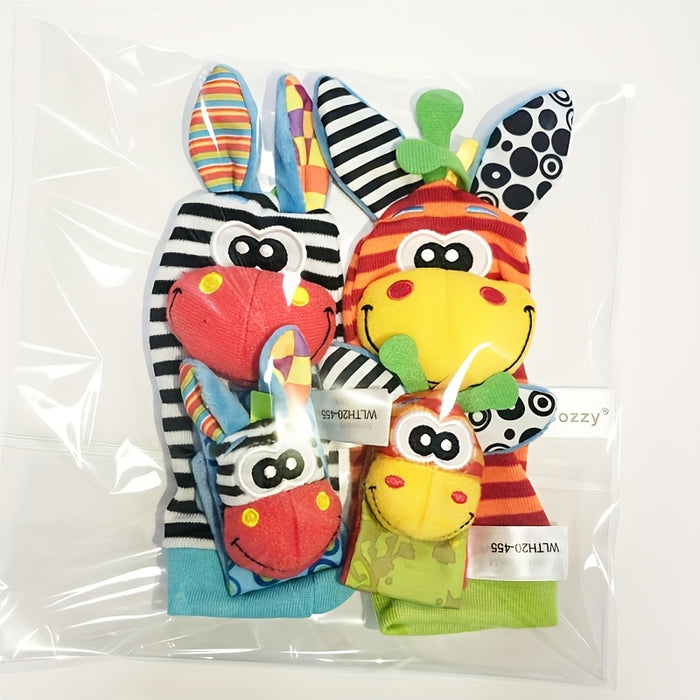 Newborn Baby Cartoon Animal Wrist Bell Rattle Socks, New Set Of And Plush Stuffed Toys, Cute And Comfortable Children'S Indoor Socks, Colourful And Diverse Styles, Gifts For Boys And Girls Doll Wrist Watch