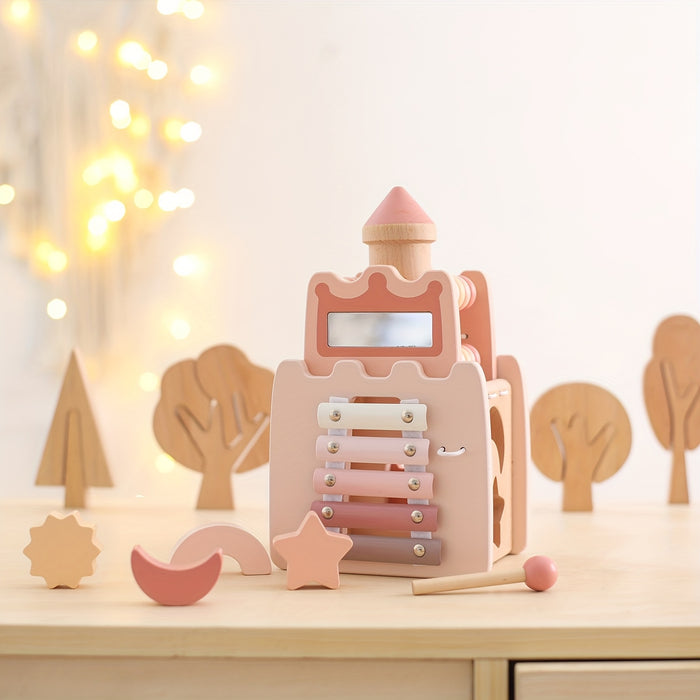 5 In 1 Wooden Castle Toy Set, Children'S Early Education Educational Toys, Stacked House Castle Matching Toys, Suitable For Children'S Birthday Gifts