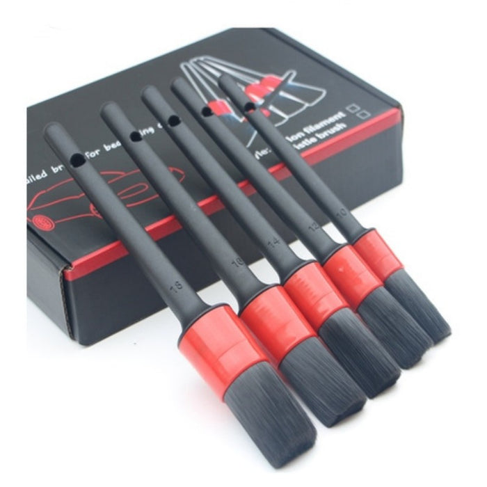 5pcs set, hardcover car beauty car wash detail brush five-piece set pp car wash brush box packed pig hair nylon sharpened brush