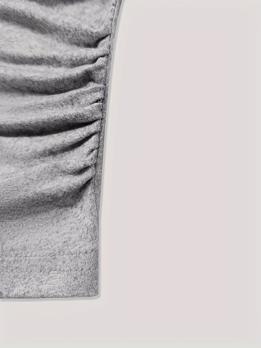 6pcs Women'S Casual Spring/Summer Knit Fabric Set with Crew Neck, Pocket, and Elastic Waist, Polyester Blend