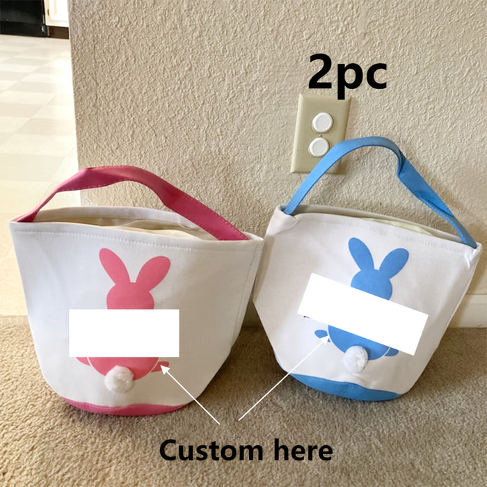 Personalized Easter Basket | Fluffy Bunny Tail Basket | Easter Basket | Easter Bunny Tail Bag | Easter Gift for Boys and Girls, Party Gift Bag