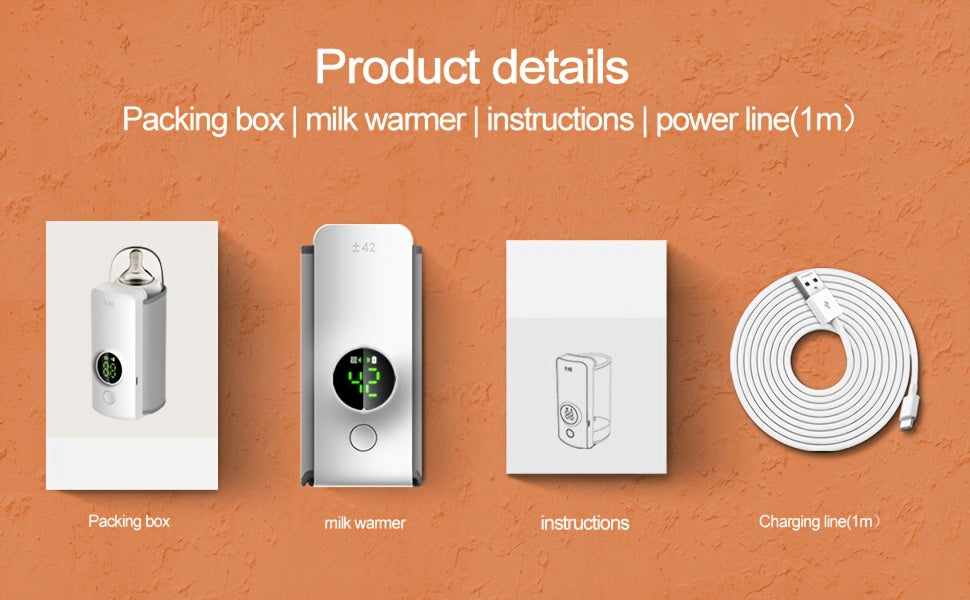 Portable Youngsters Bottle Heater, Suitable for Travel, Fast Heating, Lasting Heating Up to 5 Hours, Precise Temperature Control, Comfortable Youngsters Feeding Anytime, Anywhere, Waterless Heating Milk