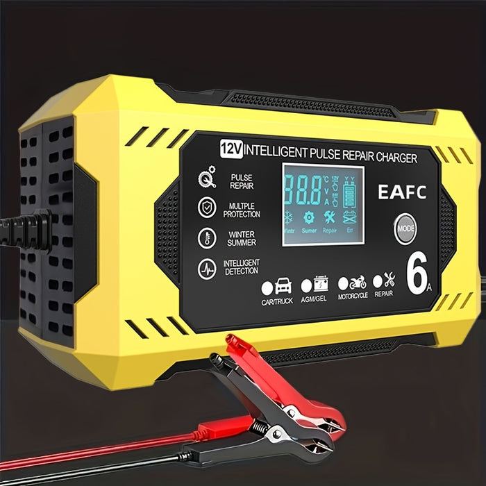 Car Battery Charger, 12V 6A Smart Battery Trickle Charger Auto 12V 24V Battery Maintainer for Car Truck Motorcycle Lawn Mower Marine Lead Acid Battery