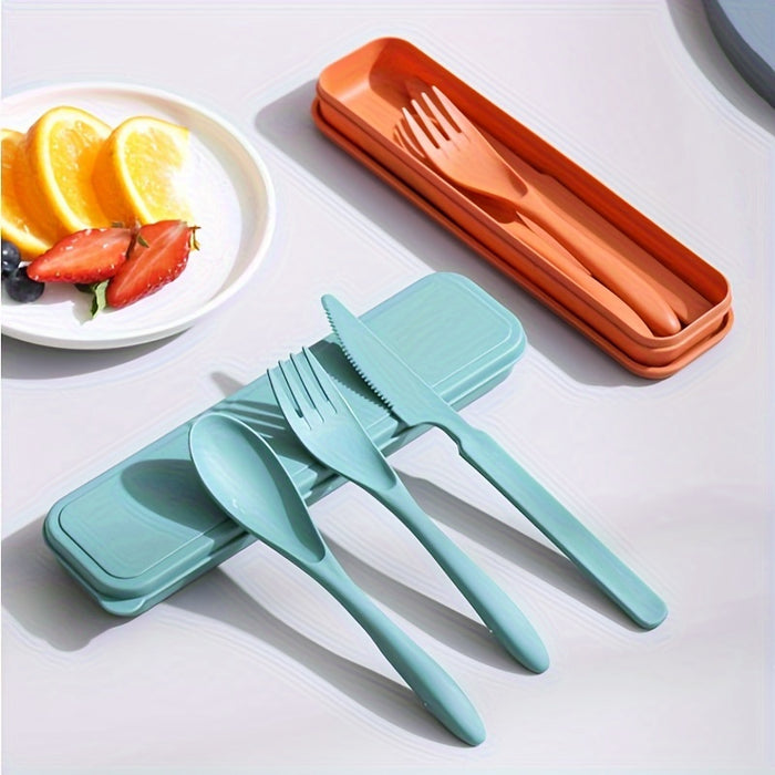 3 In 1 Camping Utensil Set - Reusable Utensils Set With Case, Travel Utensils, Portable Utensils Set - Plastic Case - For Outdoor Enthusiasts & Travelers - Perfect for Camping, Picnics & Everyday Use