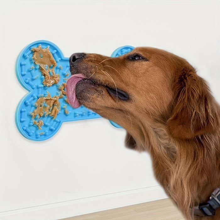 1pc Anxiety Relief Lick Pad For Dogs - Slow Feeder With Suction Cups For Peanut Butter And Treats - Bone-Shaped Pet Lick Pad
