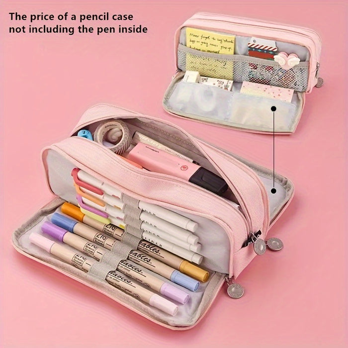 Large Capacity 3-Layer Pencil Case for Students: Japanese/Korean Style Multifunctional Pencil Bag
