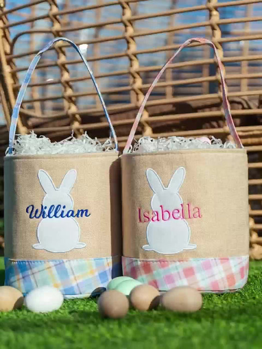 1pc Personalized Easter Basket with Custom Name, Bunny Design, Boy or Girl Easter Bucket, Lettered Easter Basket, Easter Gift