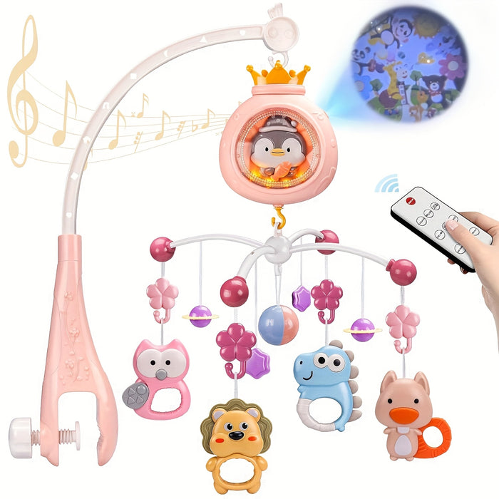 Baby Musical Mobile Crib With Music And Lights, Projection, Take-Along Rattle And Music Box For Babies Boy Girl Toddler Sleep