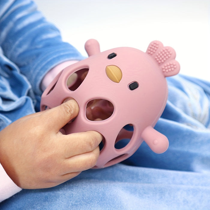 Handheld Ball Rattle Toy, Hollow Chick Teething Ring