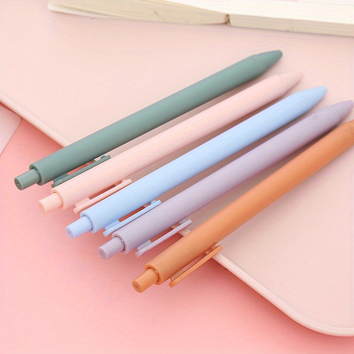 0.5mm Black Bullet Tip 5pcs Morandi Color Press Neutral Pen Macaron Student Press Water Pen Office Stationery Bouncy Signature Pen