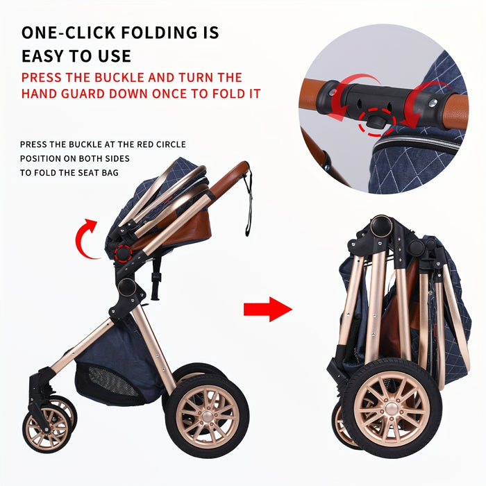High Landscape Baby Stroller, Portable Folding Bidirectional Shock-absorbing Stroller That Can Sit And Lie Down