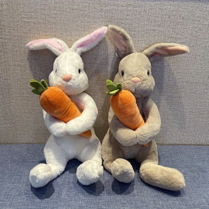 1pc/2pcs Easter Dog Toy Cute Cartoon Hug Carrot Rabbit Dog Plush Toy - Pattern: Cartoon; Breed Recommendation: All Breed Sizes; Material: Fabric