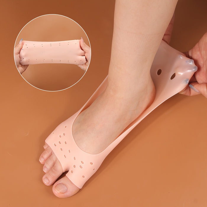For Dry Cracked Feet, Silicone Gel Moisturizing Socks - Anti-Crack Foot Care with Soft Stretch Fabric, Open Toe Heel Protectors, All-Season Comfort
