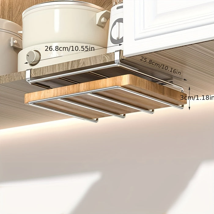1pc Versatile 3-Tier Kitchen Rack - Space-Saving Wall-Mounted Metal Shelf for Paper Towels, Pot Lids & Cutting Boards with Wooden Accents - Sleek Modern Design for Efficient Storage, Kitchen Organizers And Storage, Utility Ra