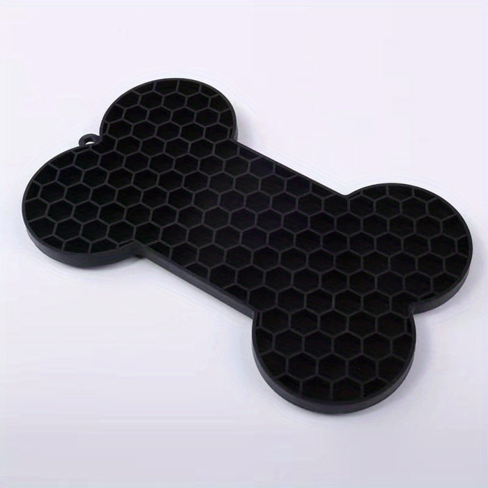 1pc Anxiety Relief Lick Pad For Dogs - Slow Feeder With Suction Cups For Peanut Butter And Treats - Bone-Shaped Pet Lick Pad