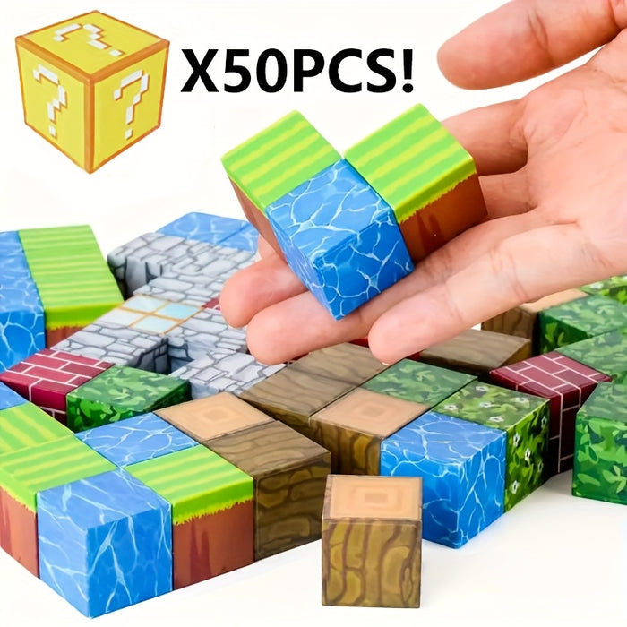 Magnetic Blocks-50/100pcs Random Magnetic Building Blocks Magnetic Cubes Stacking, STEM Sensory Toys for Youngsters Boys Girls Ages 3-8 Christmas Birthday Gifts