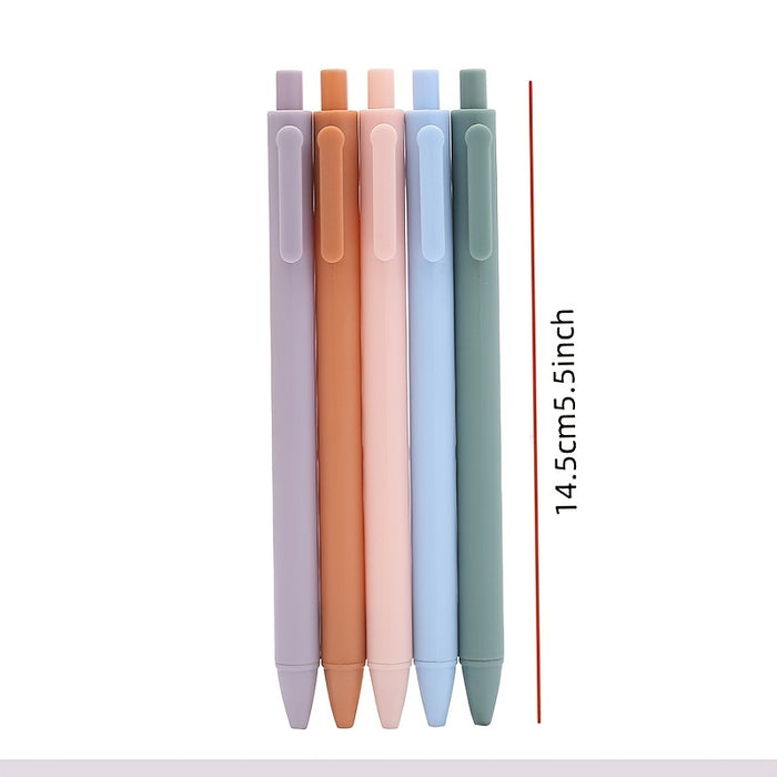 0.5mm Black Bullet Tip 5pcs Morandi Color Press Neutral Pen Macaron Student Press Water Pen Office Stationery Bouncy Signature Pen