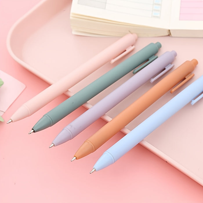 0.5mm Black Bullet Tip 5pcs Morandi Color Press Neutral Pen Macaron Student Press Water Pen Office Stationery Bouncy Signature Pen