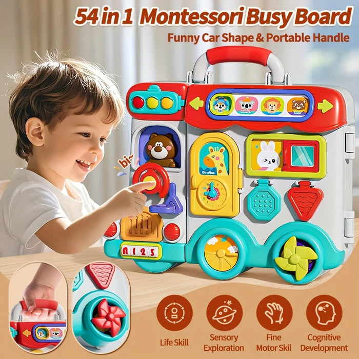 54 In 1 Busy Board Montessori Toys For Toddler 1-3, Learning Toddler Toys For 1+ Year Old, Educational Fine Motor Baby Toys For 12 18 Months, Birthday Gift For 1 2 3 Years Old Boys Girls