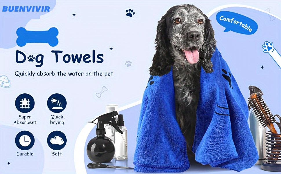 Quick-Drying Microfiber Dog Towel for Bath, Absorbent Pet Towel for Dogs and Cats, Medium Size