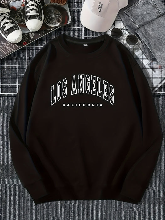 Los Angeles Print Preppy Crewneck Sweatshirt for Women, Long Sleeve Winter Fall Casual Cozy Sweatshirt