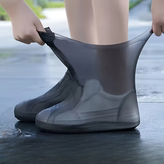 1 pair Unisex Silicone Waterproof Rain Boots, Reusable Non-Slip Rain Shoe Covers for Rainy Days