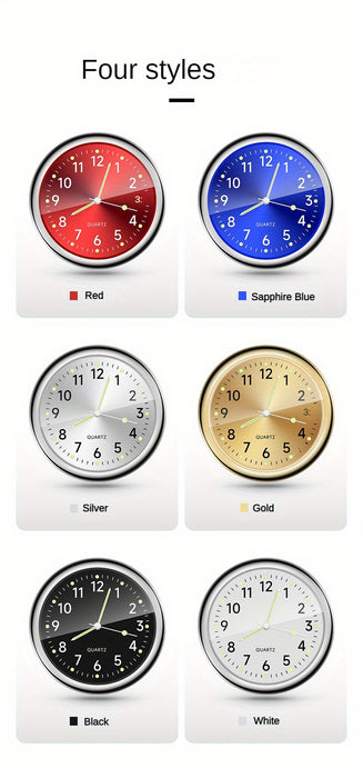 1pc Glow Decorative Clock Car Clock Mini Quartz Analog Car Dashboard Time Stick-On Clock Watch for Car Decoration Exclusive for high-end cars