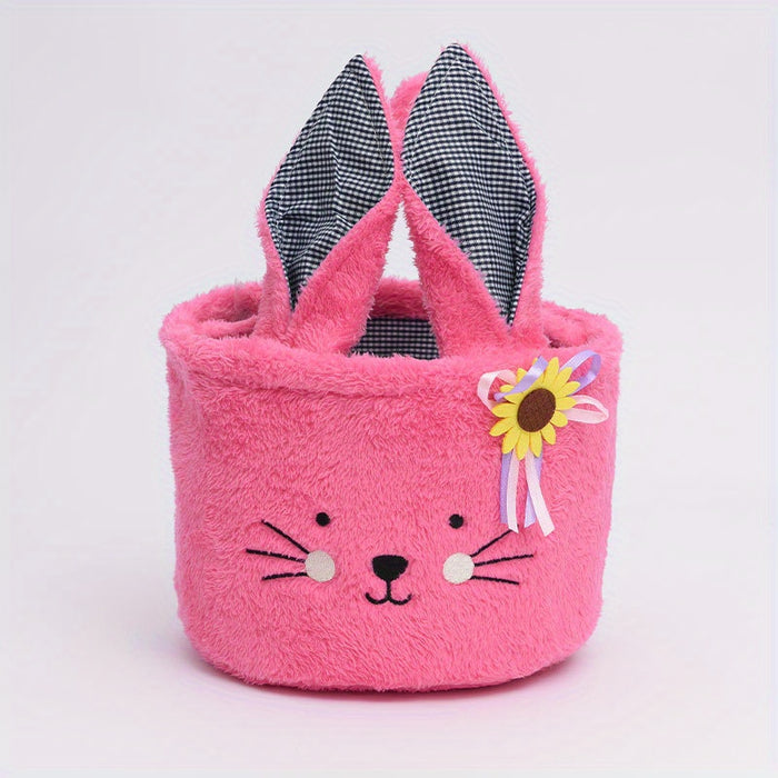 (Embroidery Customization) Easter Fashion Personalized Plush Two Picture Handheld Basket, Storage Basket, Storage Basket, Storage Bag, Personalized Embroidery Customization, Perfect Easter Gift, Best Gift for Family, Lovers a