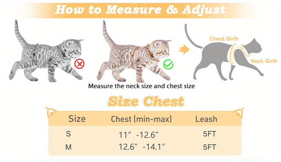 Escape-Proof Cat Harness & Leash Set: Reflective Soft Mesh Vest for Safe Outdoor Adventures with Your Kitten