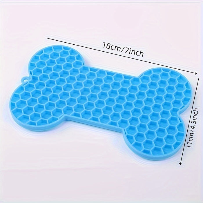1pc Anxiety Relief Lick Pad For Dogs - Slow Feeder With Suction Cups For Peanut Butter And Treats - Bone-Shaped Pet Lick Pad